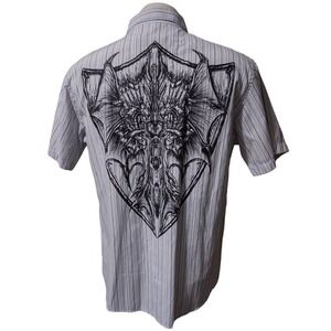 Soho Graphic Art Shirt Large New York Clothing Company Men's Snap Up Goth Core‎